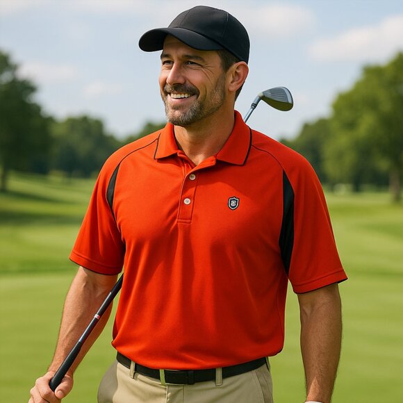 Chaps Men's Red-Orange Performance Golf Polo – Size Large - Picture 1 of 5